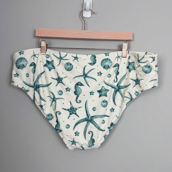 AGUA BENDITA X TARGET | Sea Life Print Cream & Blue Swim Bottoms Women’s Size 2X - Picture 7 of 9